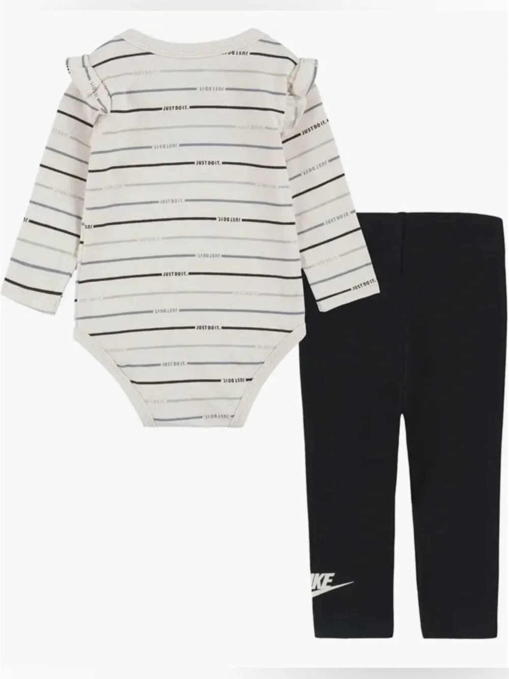 Nike Baby Girl's 2-Piece Just Do It Stripe Bodysuit and Leggings Set. - Picture 2 of 9